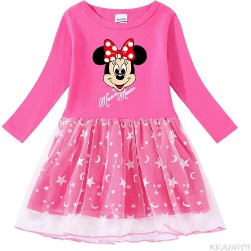 Disney Minnie Mouse Kids Girls Dresses Christmas Outfits Cartoon Princess Dress Autumn Wedding Party Ball Gown