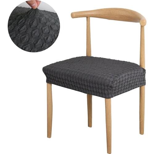 Elastic Chair Cushion Cover Jacquard Spandex Dining Chair Cover Removable Washable Anti-Dust Chair Seat Protector Slipcovers