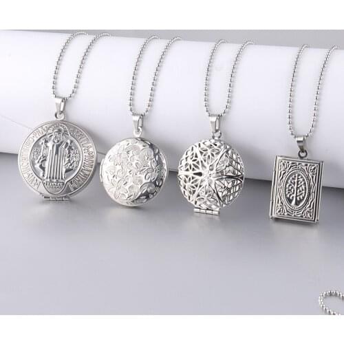 Fnixtar Stainless Steel Heart Book Sea Shell Oval Photo Frame Memory Locket Pendant Necklace For Women DIY 10pieces/lot