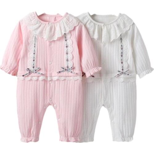 Newborn baby girl clothes&romper 0 3 months long sleeve cotton lace Princess Toddler Clothing Infant Rompers Kids Jumpsuits 6