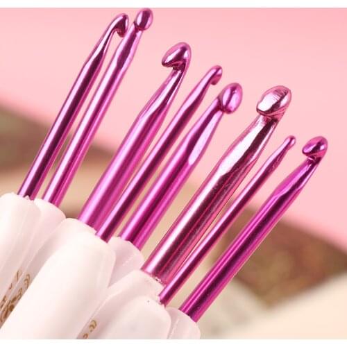 8pcs Floral Plastic Handle Crochet Hooks Knitting Needle Set Weaving Ideal For All Crochet Projects