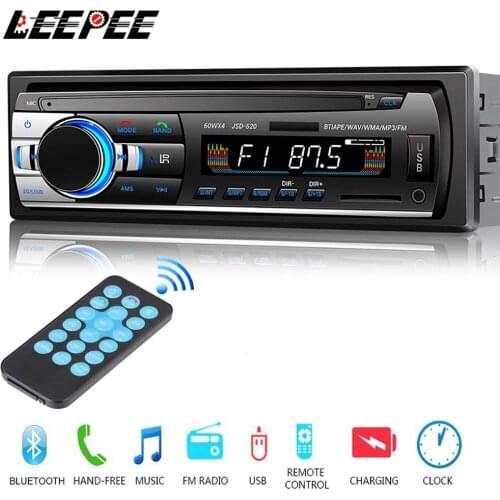 LEEPEE Car MP3 Multimedia Player SD USB JSD-520 12V In-dash 1 din Bluetooth Autoradio FM Aux Input Receiver Car Stereo Radio