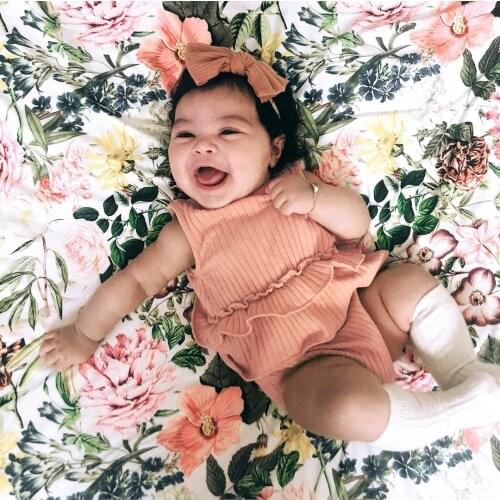 Summer 2021 Baby Clothing Baby Girls Newborn Casual Ribbed Solid Romper Toddler Loose Sleeveless Round Neck Layered Playsuit