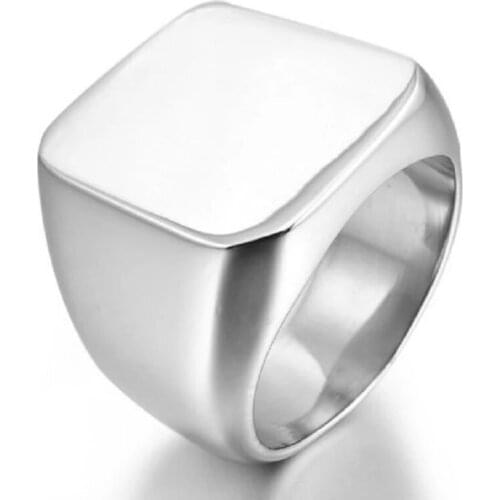 Fashion Mens High Polished Signet Solid 316L Stainless Steel Biker Ring Mens Jewelry
