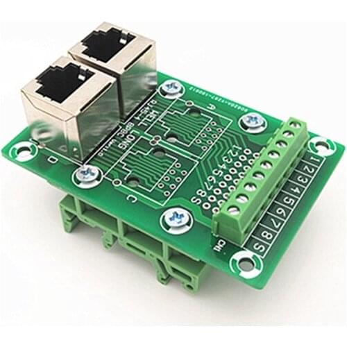 RJ45 Module,RJ45 8P8C Jack 2-Way Buss Breakout Board, Terminal Block, Connector