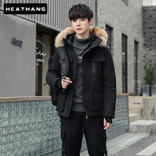 -20 Degree Mens Down Jacket Coat Raccoon Fur Collar Male Outdoor Casual Autumn Winter Harajuku Thick Warm Fashion Loose Down Top