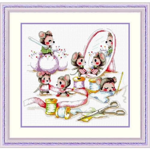 A1113 Cute Cartoon Cross Stitch Kit Precision Printing Little Mouse Handmade DIY Sewing Home Decoration Painting