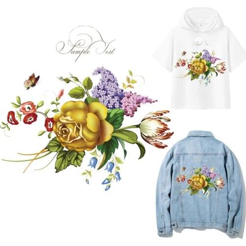 Flower Patches Thermal Stickers on Clothes Iron-on Transfers for Clothing Thermoadhesive Patch Pvc Diy Applique for Girl Dress