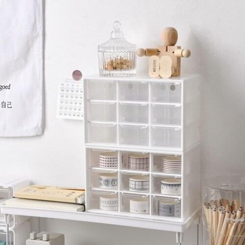 9 Grids Desktop Storage Box Jewelry Drawer Pearl Beads Storage Boxes Plastic Cosmetic Earrings Makeup Container Organizer