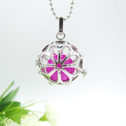 Fancy Design Large Flower Pattern Openable Locket Cage Long Pregnant Music Speaking and Diffuser Pendant Necklace DIY Jewelry