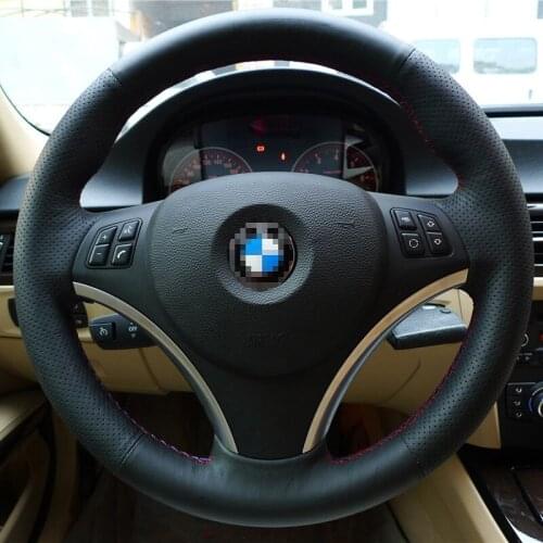 New Anti Slip Black Leather Steering Wheel Stitch on Wrap Cover For BMW 325i
