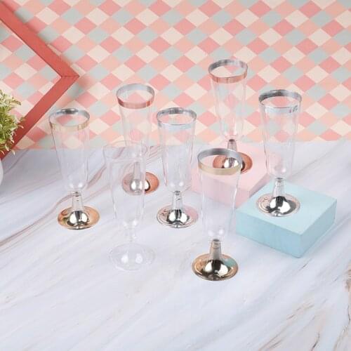 6Pcs Disposable Red Wine Glasses Cocktail Highball Glasses Fine Plastic Champagne Glasses