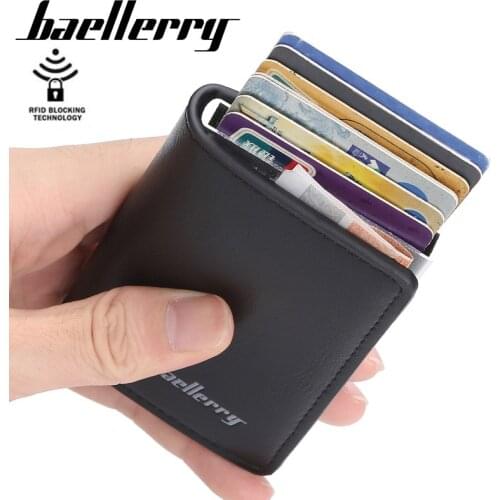 Wholesale Baellerry Antitheft Men Wallet RFID Credit Card Holder PU Leather Purse ID Card Holders 50PCS/lot
