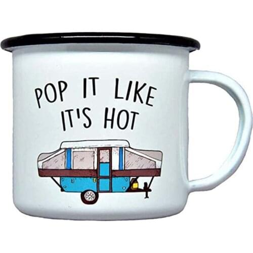 Stainless Steel Camping Coffee Mug with RV Funny Quotes Birthday Christmas Outdoors Metal Enamel Campfire Cup