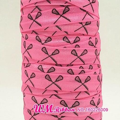 Q&N ribbon wholesale/OEM 5/8inch 16mm 1409 lacrosse sport printed elastic folded over elastic FOE for sport hair tie