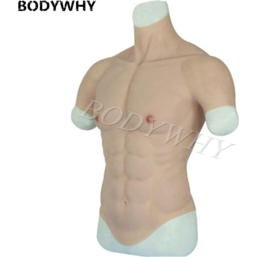 Man Realistic Fake Muscle Pectoralis Strong Abdomen Chest Hair Silicone Simulation Cloth Boxing Artificial Muscles Shapewear