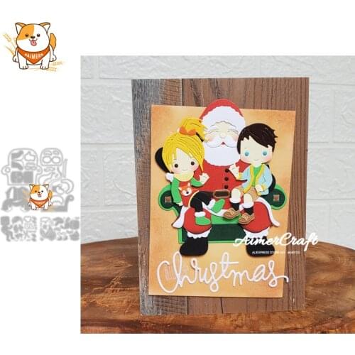 Christmas Santa Claus Boy Girl Metal Cutting Die Scrapbooking Stencil DIY Embossing Craft Die Cuts Card Making New Dies For 2021