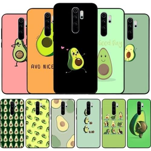 Green Avocado Funny Cute Black Silicone Phone Case For Mi10 Mi9T MiA2 MiA3 Mi11 Pro Lite Ultra Redmi Note 6 7 8 8T 9 9S 9ProMax