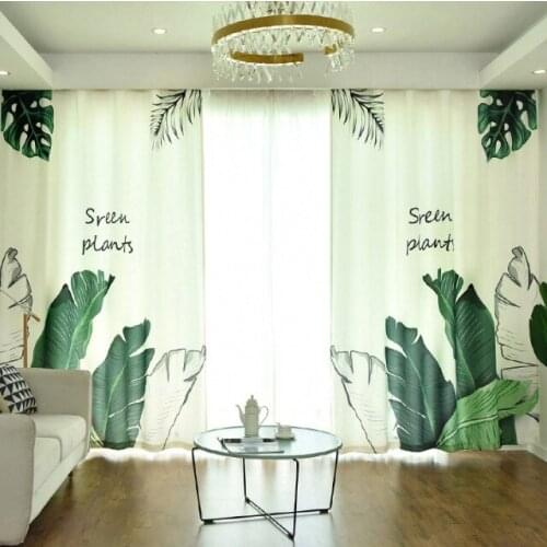 Nordic Tropical Blackout Curtains For Living Room Bedroom Window Green Leaves Palm Tree Flamingo Shading Panel Drapes Blinds