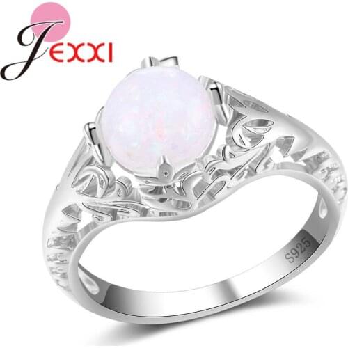 Created White Fire Opal 925 Sterling Silver Finger Ring Wholesale Retail Women Jewelry New Arrival Constant Love Vintage