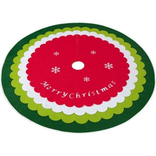 Non-woven Scalloped Christmas Tree Skirt Felt 4 Layers DIY 48 Inches Large Xmas Festive Holiday Party Props Embellishment