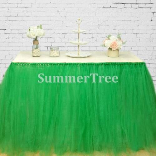 Green 1 Meter x 80cm Tulle Table Skirt Wonderland Table Tutu Skirting Wedding Birthday Baby Shower Party Decoration
