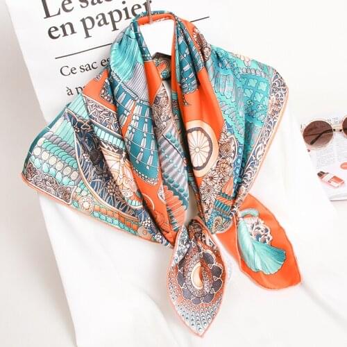 Women Real Silk Square Scarves 100% Pure Natural Silk Scarf Hangzhou Printed Bandana Headscarf For Female Ladies Shawls 88x88cm