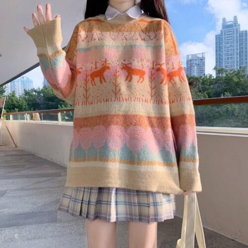 Oversize Mohair Sweater Women High Neck Pullover Thickening Cute Heart Print Loose PlushCoat Hair Mink Wool Sweater Jacket 2020