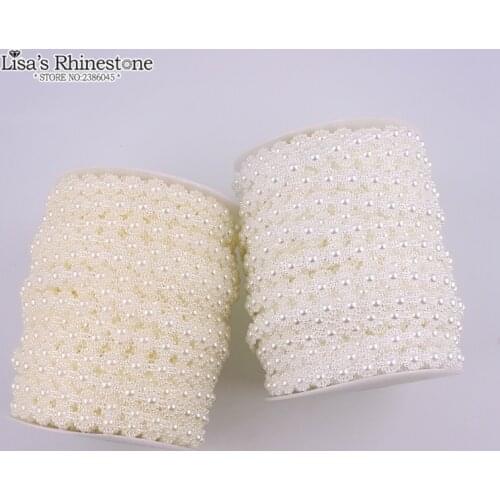 10mm 25m/lot Lace Sun Flower Flat Back pearl chain Connection Beads for DIY Garment Accessories Decoration VX18