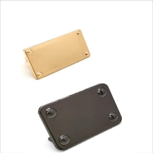 10pcs/100 pcs luggage hardware accessories square blank trademark metal handbag purse glossy trademark brand