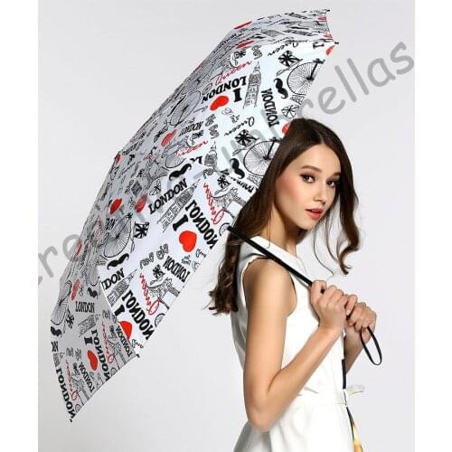 2pcs/lot colour options fiberglass windproof 5 times black coating anti-UV parasol pocket mini folding compact London umbrella