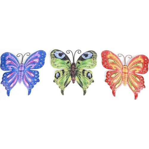 3Pcs Butterfly Gift Home Wall Art For Garden Sculpture Bedroom Hanging Decor Patio Backyard Indoor Outdoor Artificial-ABUX