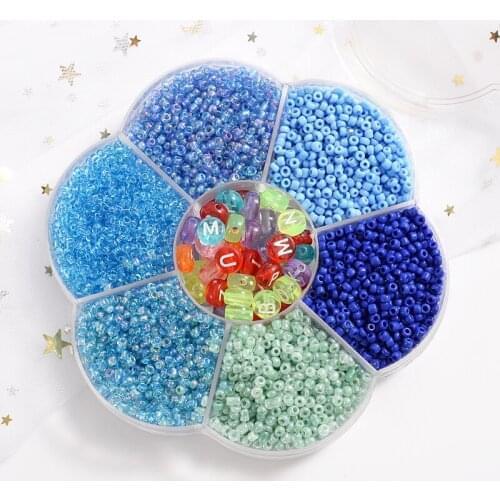 3000Pcs Blue Series Czech Glass Seed Beads Charm Crystal Spacer Beads For Kids Jewelry DIY Making Bracelet Necklace Accessories