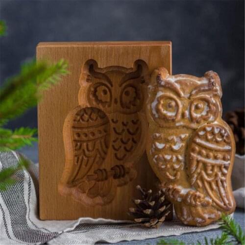 2021 3D Animal Cookie Mold Cutting Machine Fun Wooden Cookie Mold Cook Stamp Embossing Process Decorative Baking Tool Moon Cake