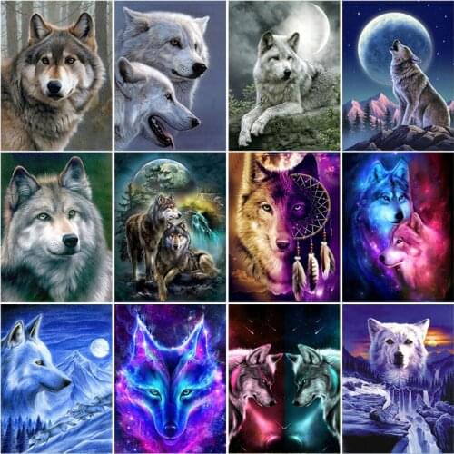 5D DIY Diamond Painting Wolf Full Square Rhinestone Diamond Embroidery Art Picture Cross Stitch Kit Mosaic Home Decoration