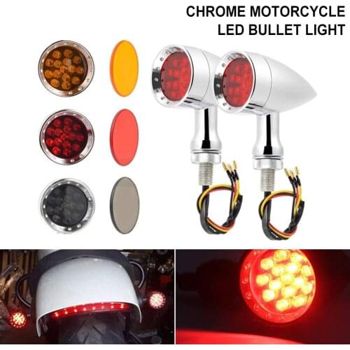 Aluminum Shell Motorcycle Bullet Turn Signal 12V Vintage Blinker LED Driving Light Indicator Front Rear for Honda Yamaha Suzuki