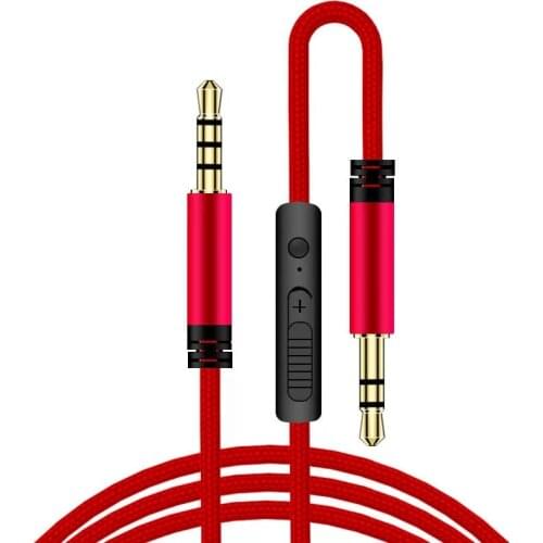 Audio Cable 3.5mm to Jack 3.5mm Speaker Line Aux Cable Male to Male with Mic to volume control for iPhone Samsung Headphone