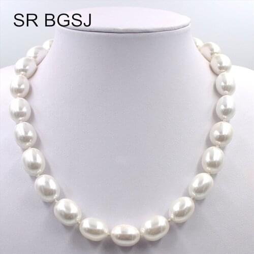 Free Shipping 12x15mm White South Sea Shell Pearl Beads Knot GP Clasp Fashion Jewelry Necklace 18"