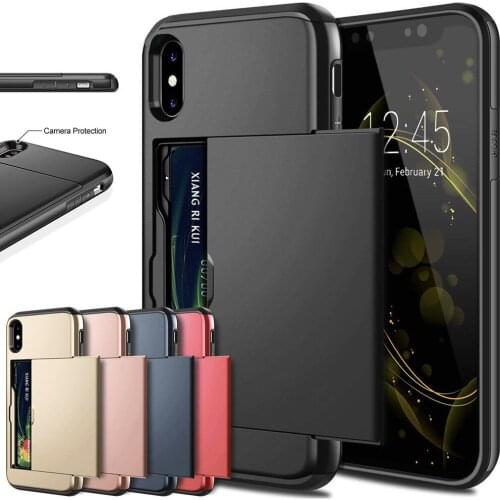 Business Phone Cases For iPhone X XS Max XR Case Slide Armor Wallet Card Slots Holder Cover for iPhone 7 8 Plus 6 6s 5 5S SE