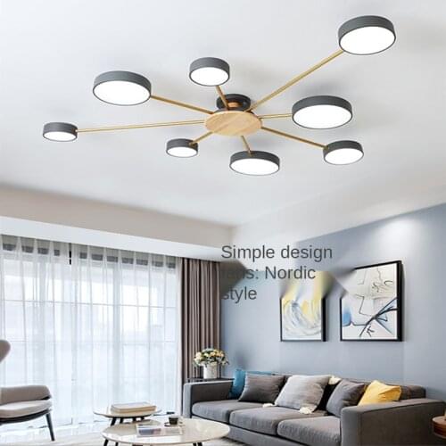 2021 new indoor chandelier bedroom living room LED ceiling lamp personality macaron room solid wood and iron indoor lighting