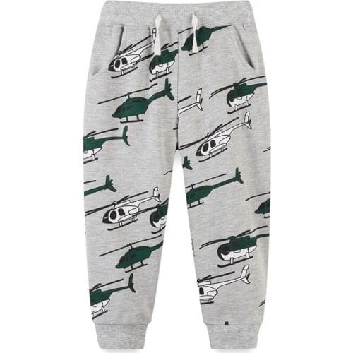 Jumping Meters Boys Trousers For Autumn Spring Aircrafts Print Fashion Kids Sweatpants Drawstring Toddler Cartoon Pants Baby