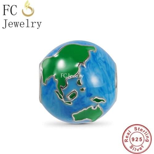 FC Jewelry Fit Original Charm Bracelet 925 Sterling Silver Continent and Ocean Earth Planet Bead For Making Women Berloque 2021