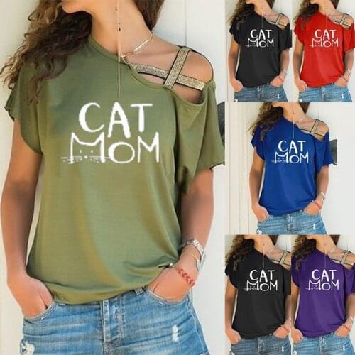 T Shirt for Women Asymmetrical Skew Collar Fashion Tops Summer 2021 Clothes Women Plus Size Casual Tees Vintage Streetwear