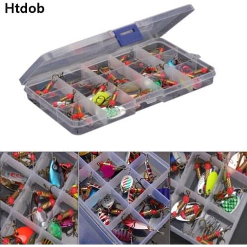 Htdob 30 Pcs Colorful Trout Spoon Sequins Metal Fishing Lure Spinner Bass Baits Hooks Tackle Artifical Isca Fishing with Box