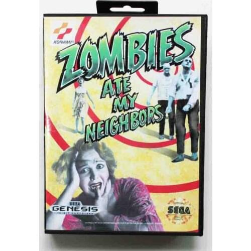 Zombie Ate My Neighbors Game Cartridge 16 bit MD Game Card With Retail Box For Sega Mega Drive For Genesis