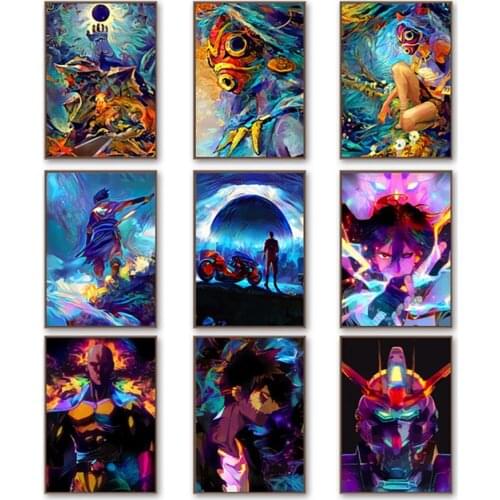 Canvas Painting Prints Home Decor Wall Art Princess Mononoke Modular Picture Anime Collection Multicolor Nordic Poster Kids Room