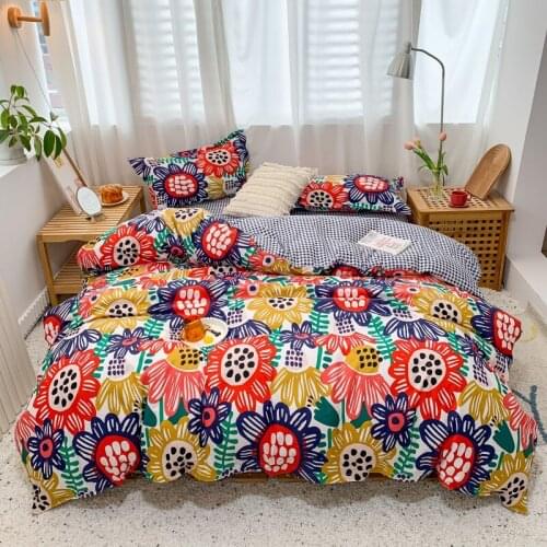 Abstract Style Bedding Set,Duvet Cover 200x230 Pillowcase 3Pcs,150x200 Quilt Cover,Sunflower Pattern King Size Blanket Cover
