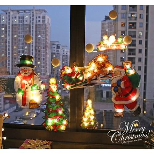 Creative Led Light Christmas Hanging Light Home Decoration Shop Window Sucker Hanging Festival Lights 3*AAA Battery Operated