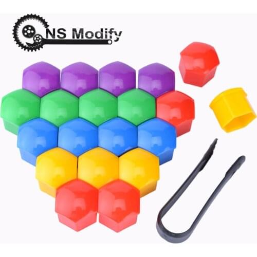NS Modify 20Pcs Car Wheel Nut Caps Auto Hub Screw Cover 21mm Bolt Rims Exterior Protection Cover Cap Colorful