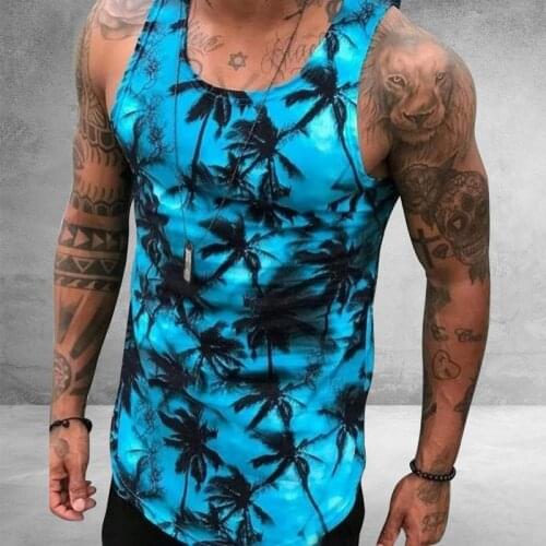 Mens Tank Top Summer 2021 Sleeveless Shirts Moon and Sun Print Fitness Clothing Men Casual Sports Slim Vest Harajuku Tops Shirt